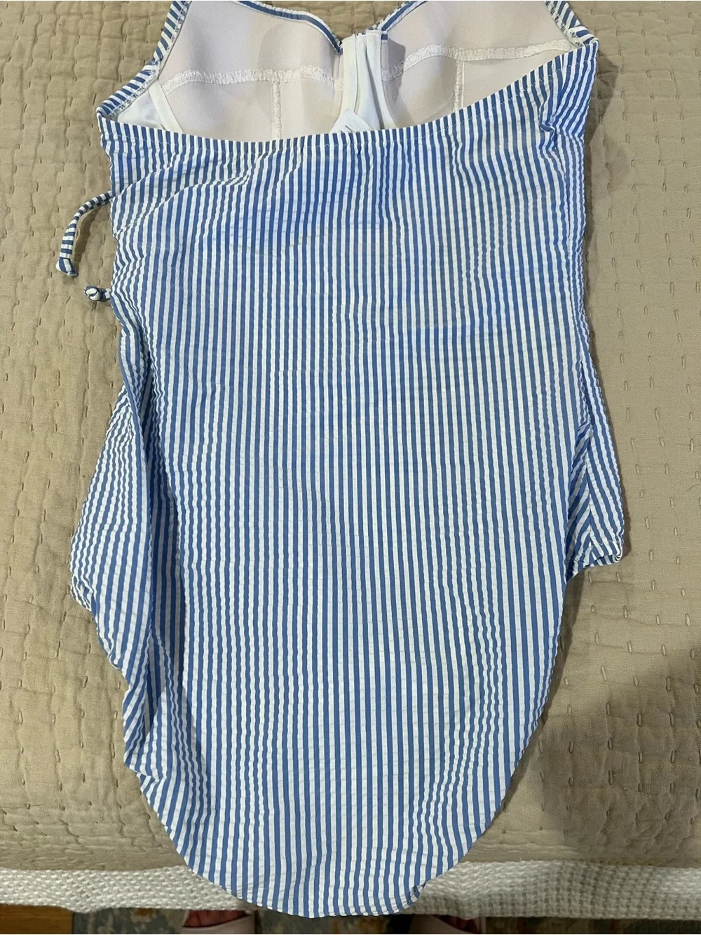 Girls' Blue & White Stripe One-Piece Swimsuit